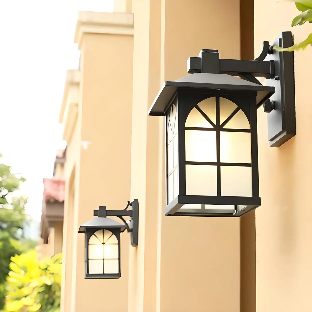 Vintage Black Lantern Metal External Wall Mount Light Image - 5