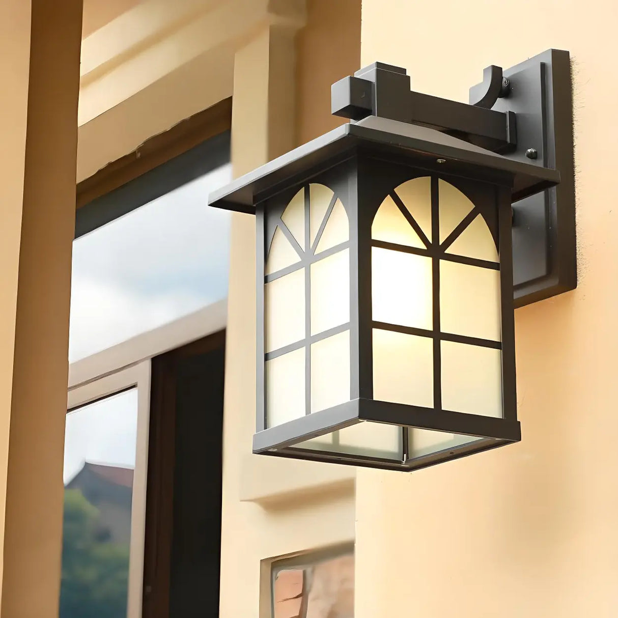 Vintage Black Lantern Metal External Wall Mount Light Image - 6