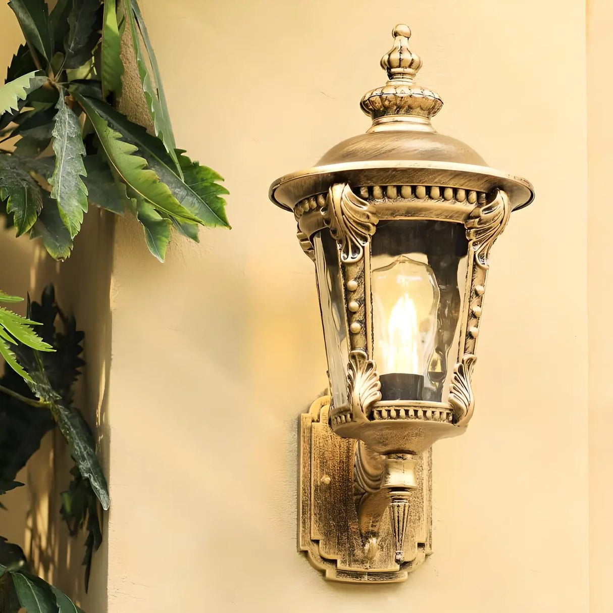 Vintage Black Metal LED Exterial Lantern Wall Sconce Image - 17