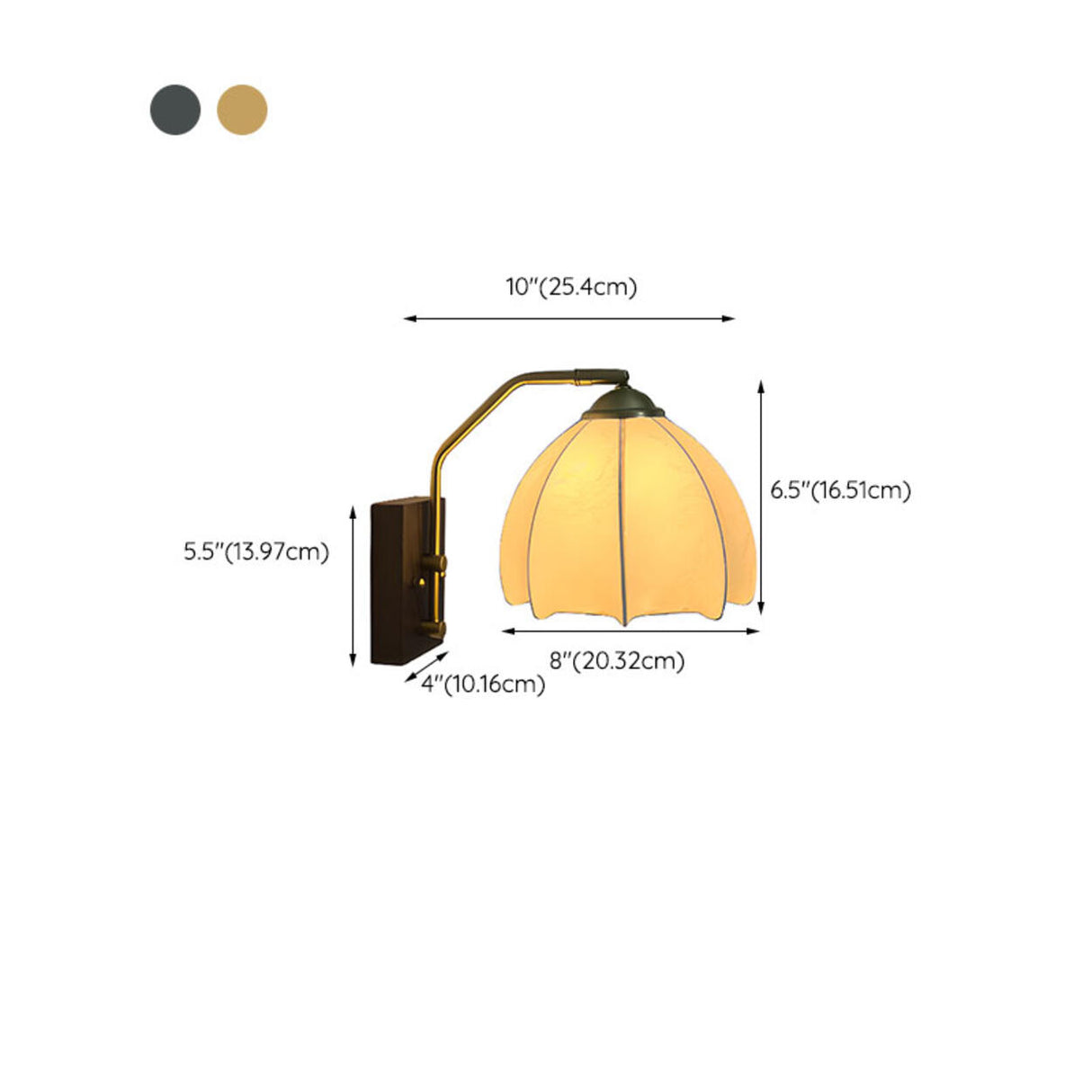 Vintage Black Metal Mount Flower Fabric Wall Sconce