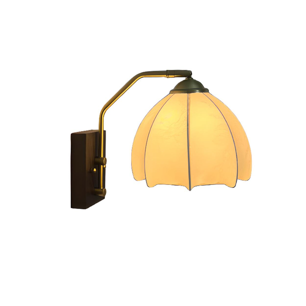 Vintage Black Metal Mount Flower Fabric Wall Sconce Image - 7