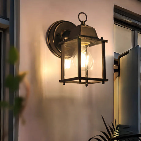 Vintage Black Outdoor Lantern Waterproof Wall Sconce Image - 1