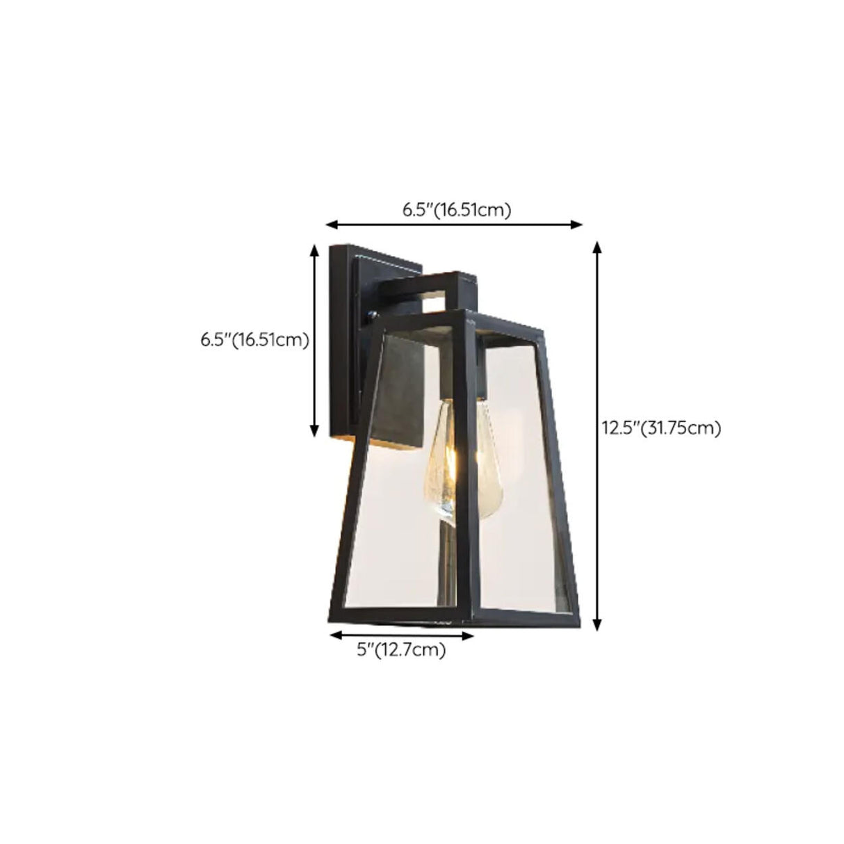 Vintage Black Outdoor Lantern Waterproof Wall Sconce Image - 13