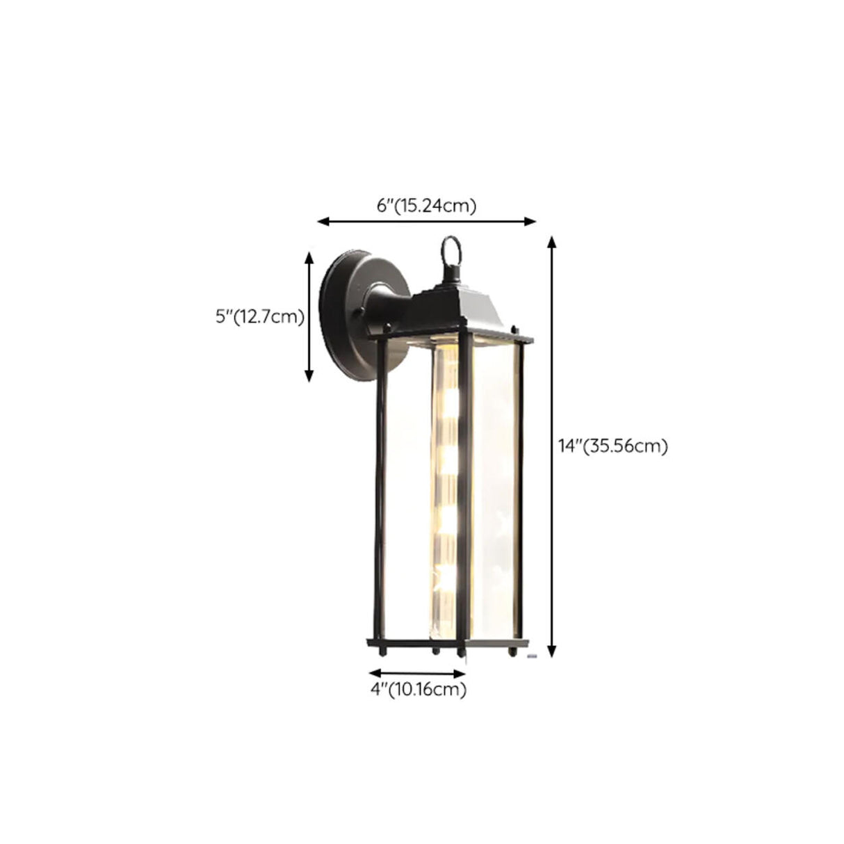 Vintage Black Outdoor Lantern Waterproof Wall Sconce Image - 14