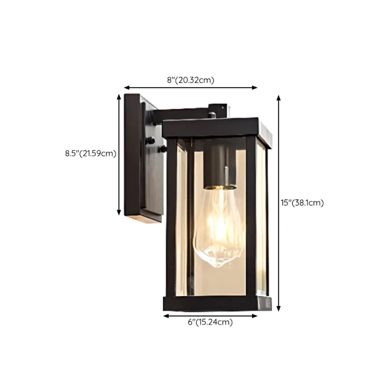 Vintage Black Outdoor Lantern Waterproof Wall Sconce Image - 15