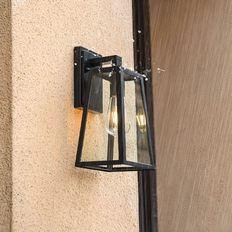 Vintage Black Outdoor Lantern Waterproof Wall Sconce Image - 2