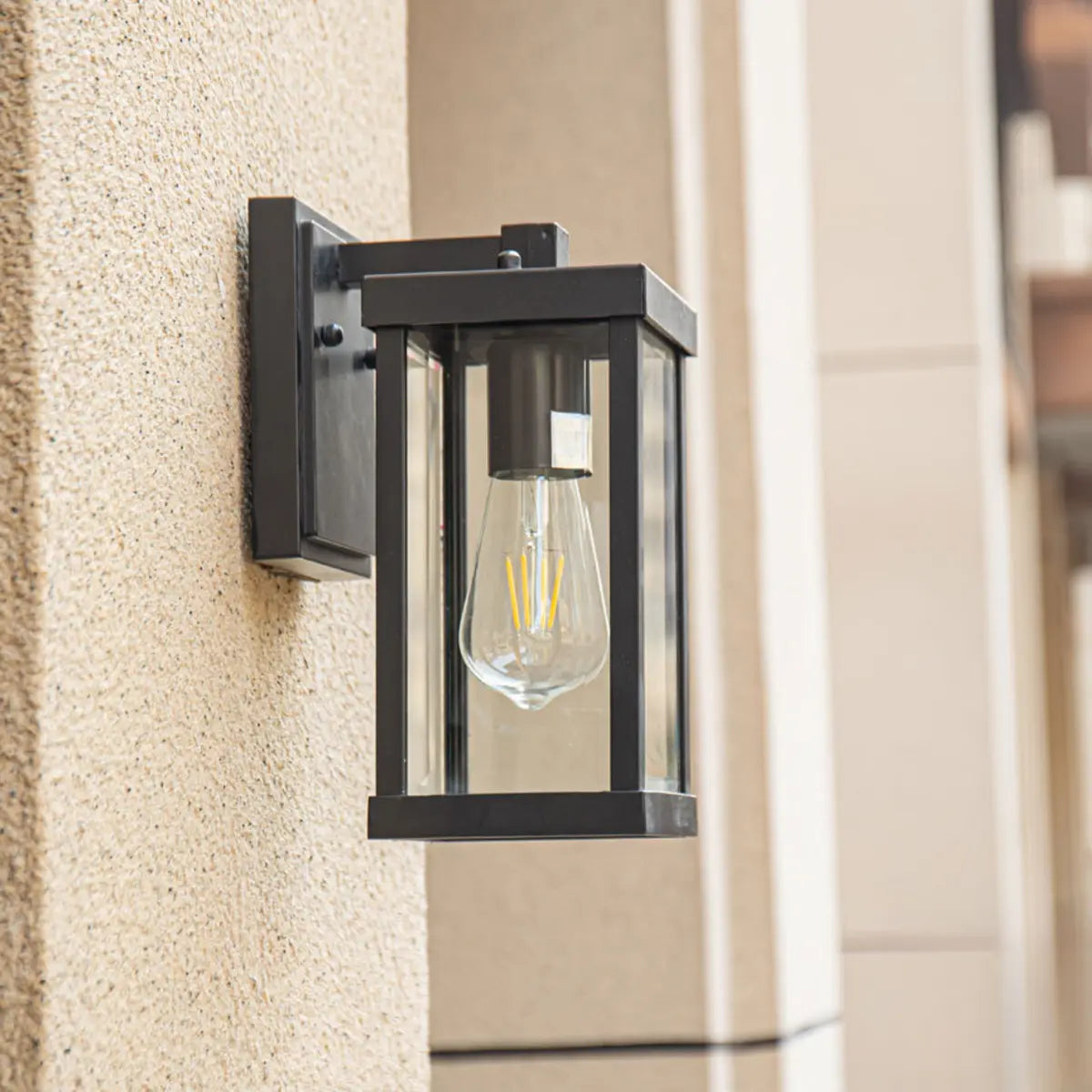 Vintage Black Outdoor Lantern Waterproof Wall Sconce Image - 3