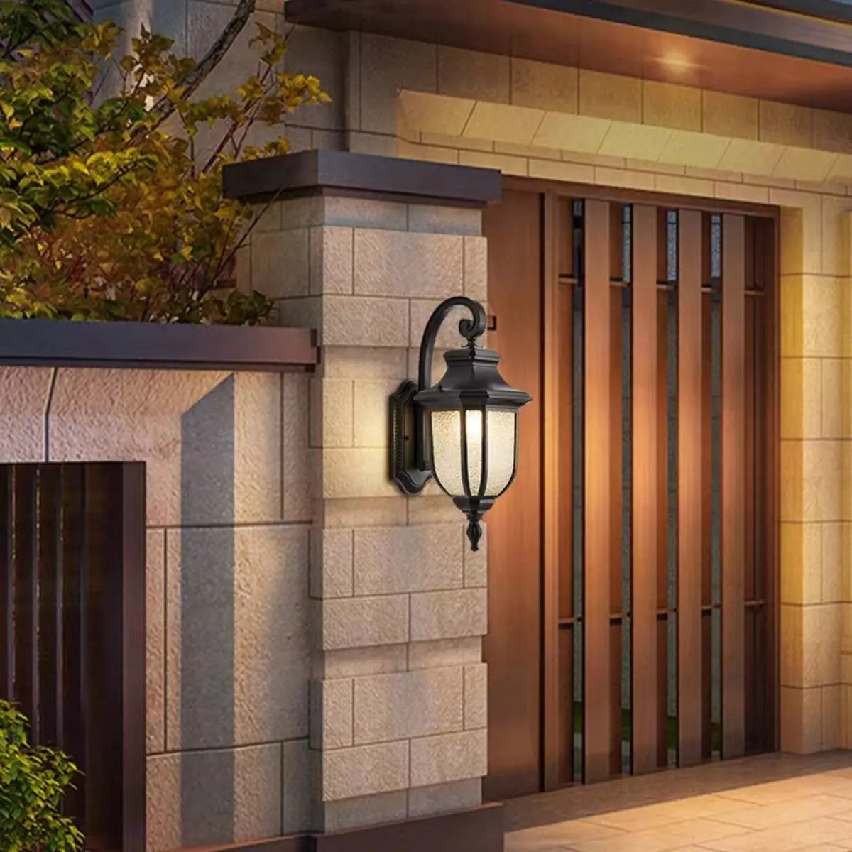 Vintage Black Outdoor Waterproof Wall Lantern Light Image - 1