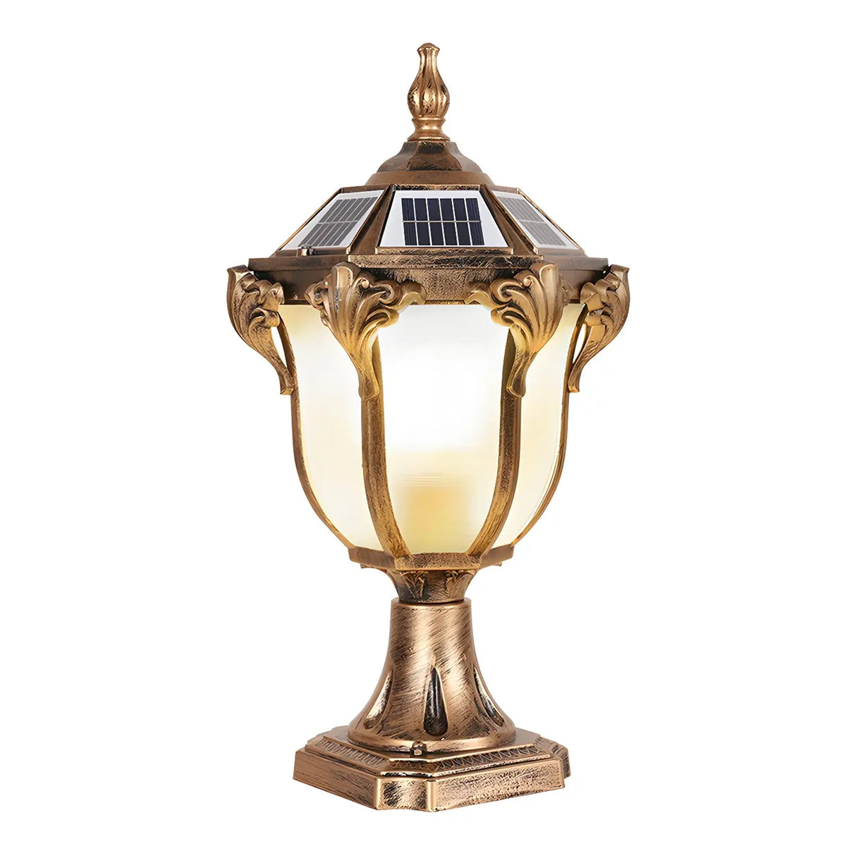 Vintage Black Solar Outdoor Lantern Garden Post Light Image - 5