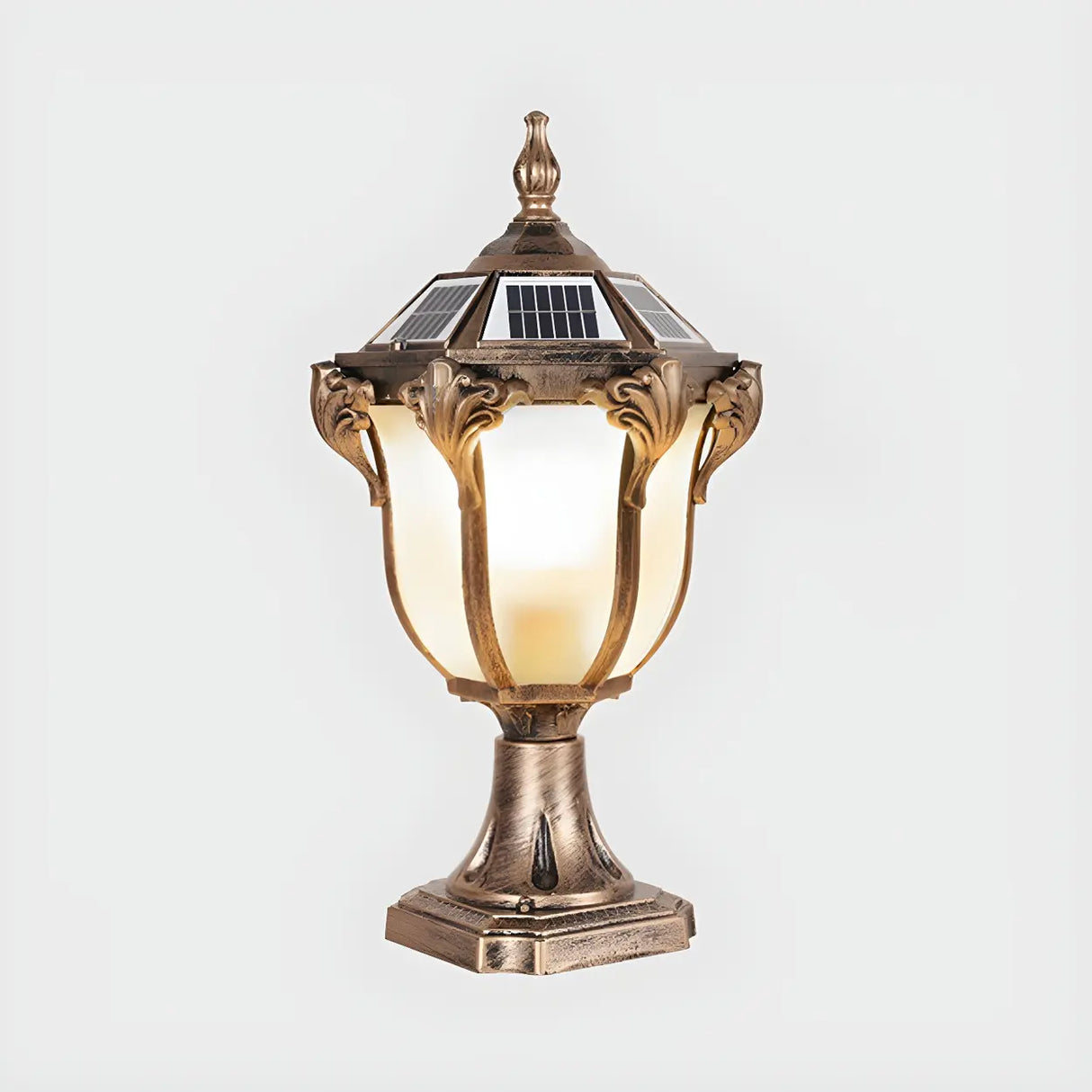 Vintage Black Solar Outdoor Lantern Garden Post Light Image - 7