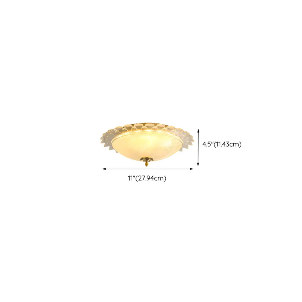 Bedroom Vintage Bowl-Shaped Gold Glass Flush Mount Lamp