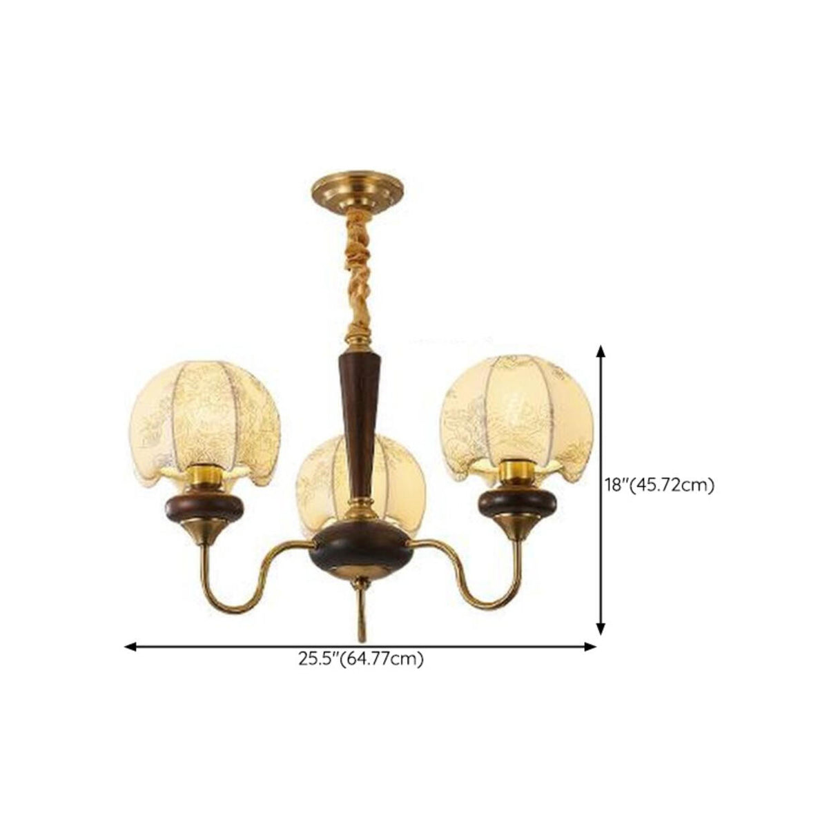 Vintage Branching Round White Fabric Lantern Chandelier