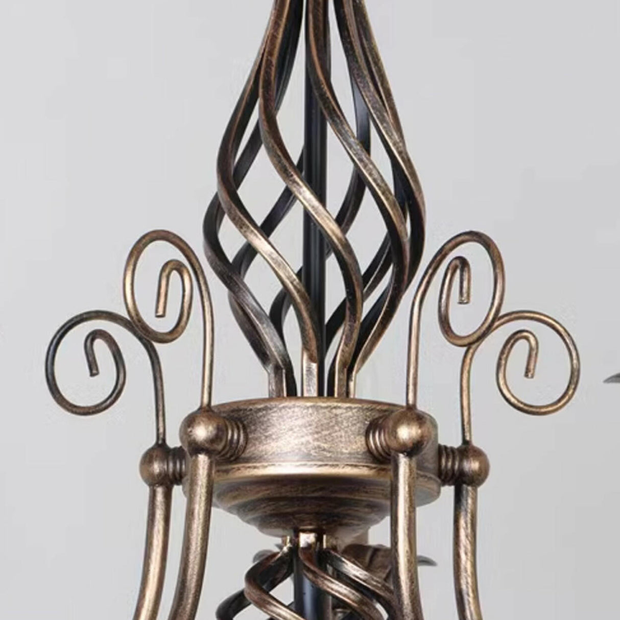 Vintage Brass Alloy Floral Candle Chandelier Image - 10