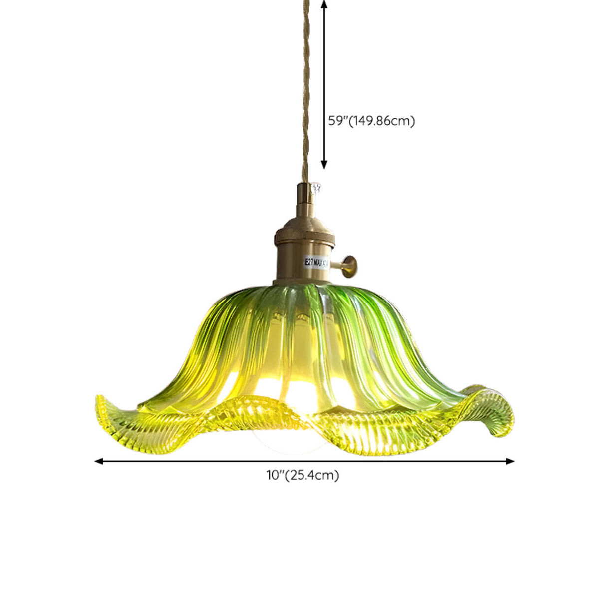 Vintage Brass and Glass Pendant Light Variable Length Image - 9