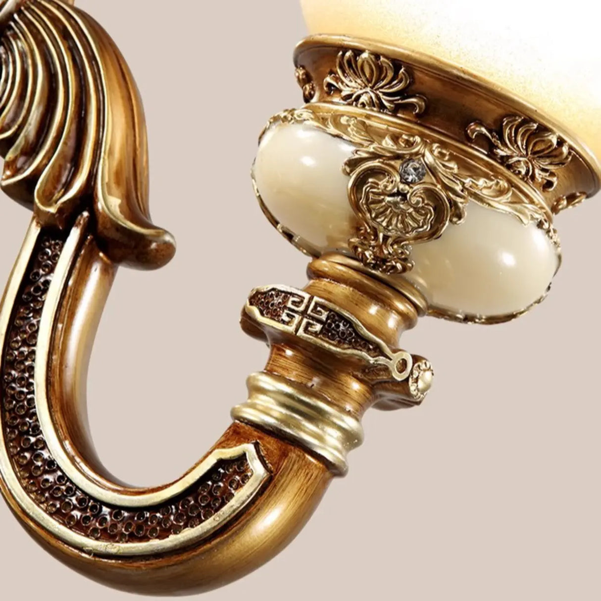 Vintage Brass Chandelier with Frosted Glass Shades, 8-Light Image - 11