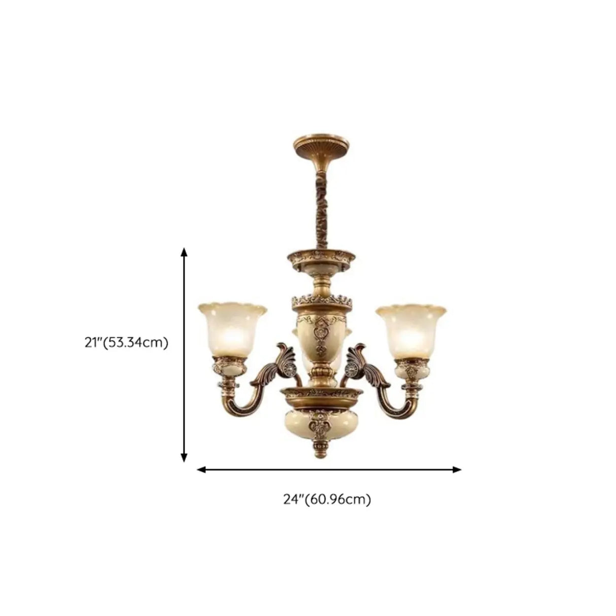 Vintage Brass Chandelier with Frosted Glass Shades, 8-Light