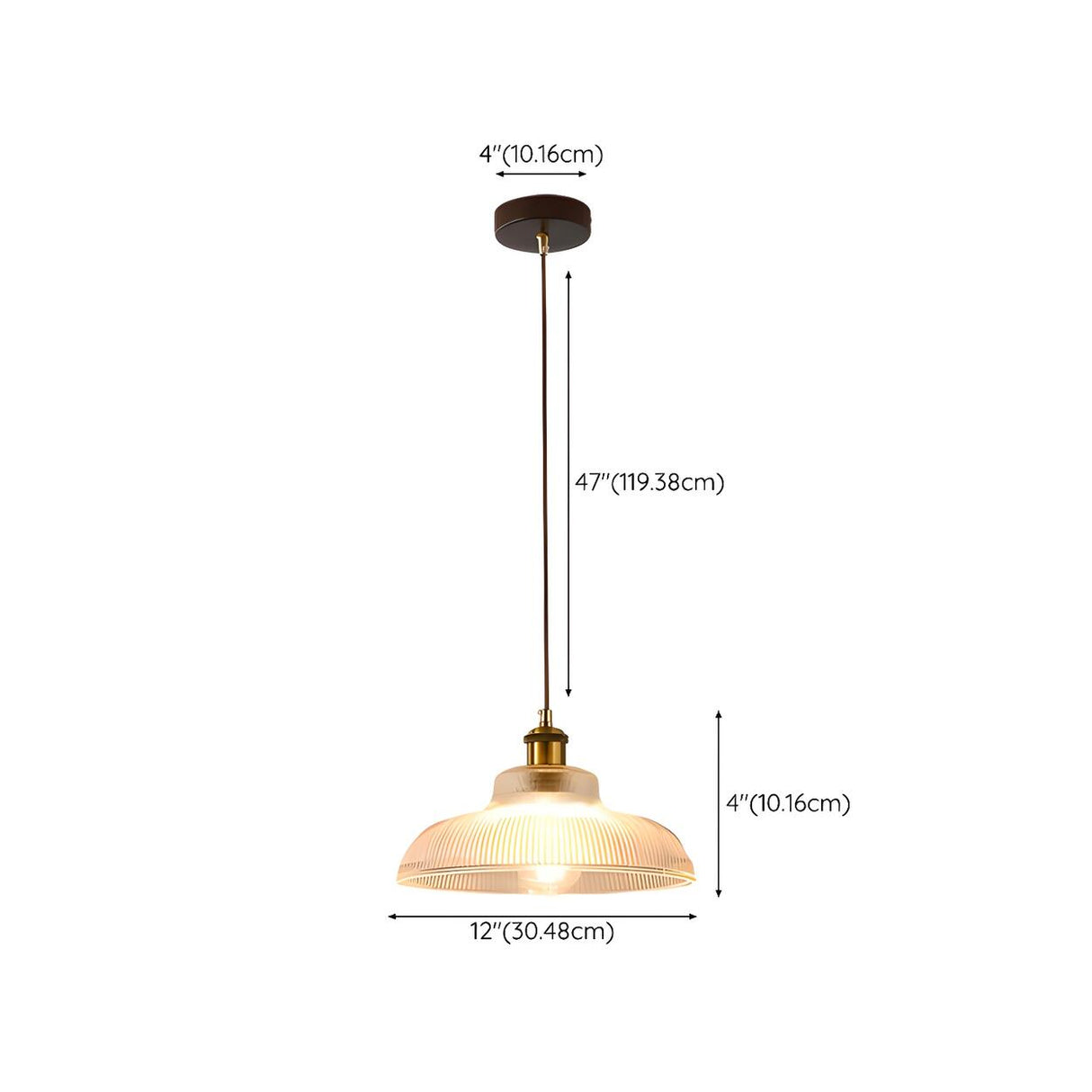 Vintage Brass Clear Glass Dome Pendant Bedroom Image - 13