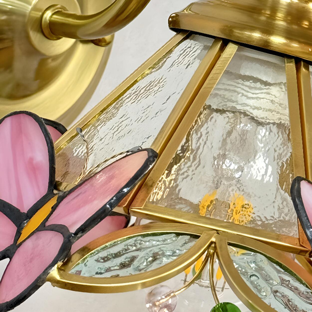 Vintage Brass Flower Wall Sconce Light Fixtures Image - 9