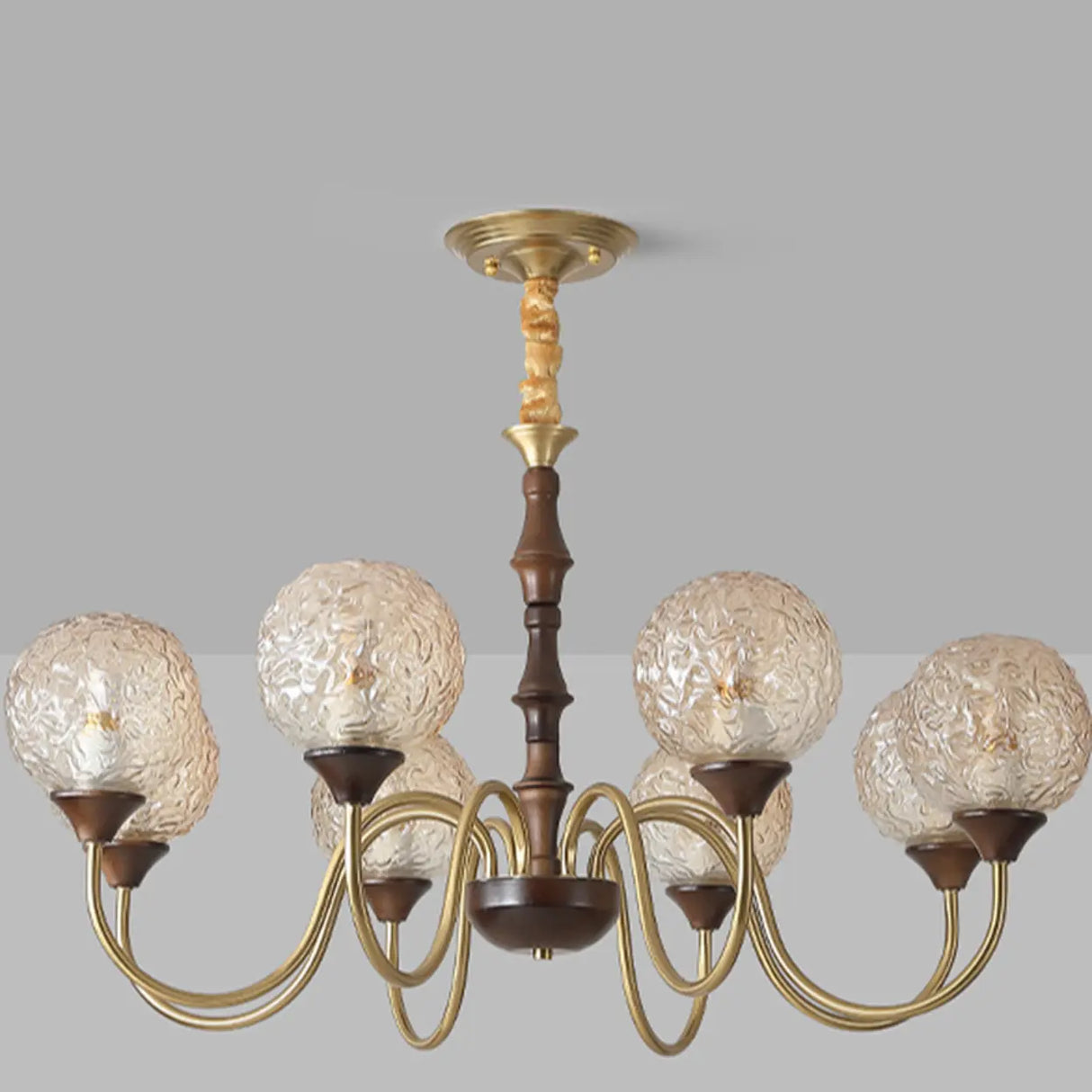 Vintage Brass Glass Globe Chandelier for Elegant Lighting Image - 13