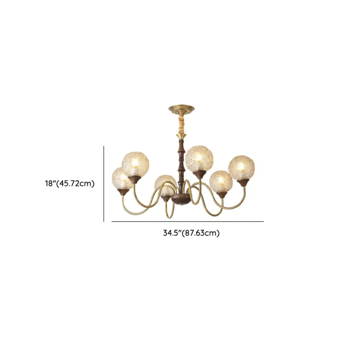 Vintage Brass Glass Globe Chandelier for Elegant Lighting Image - 15