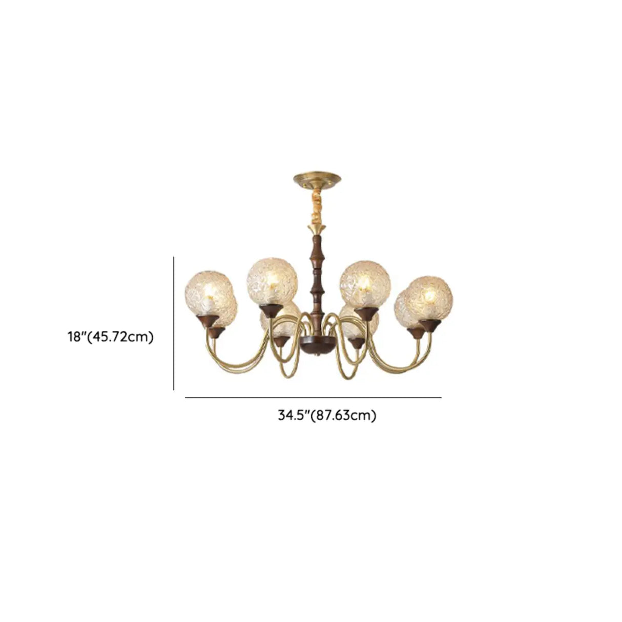 Vintage Brass Glass Globe Chandelier for Elegant Lighting Image - 16