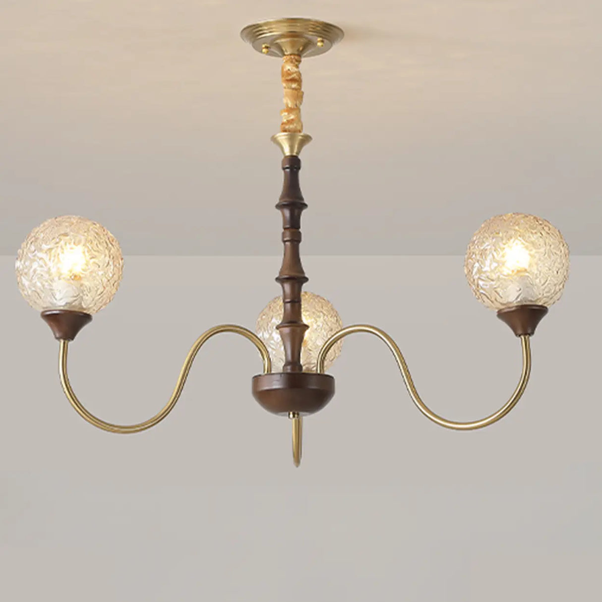 Vintage Brass Glass Globe Chandelier for Elegant Lighting Image - 5
