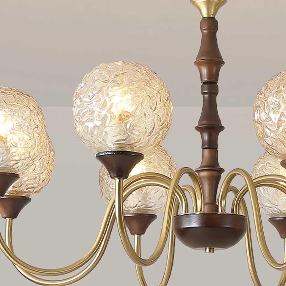 Vintage Brass Glass Globe Chandelier for Elegant Lighting Image - 8