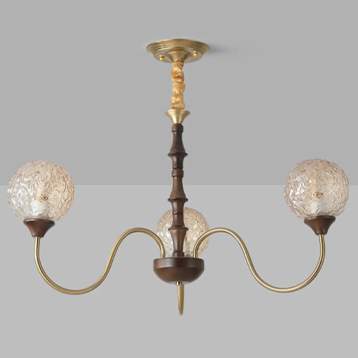 Vintage Brass Glass Globe Chandelier for Elegant Lighting Image - 9