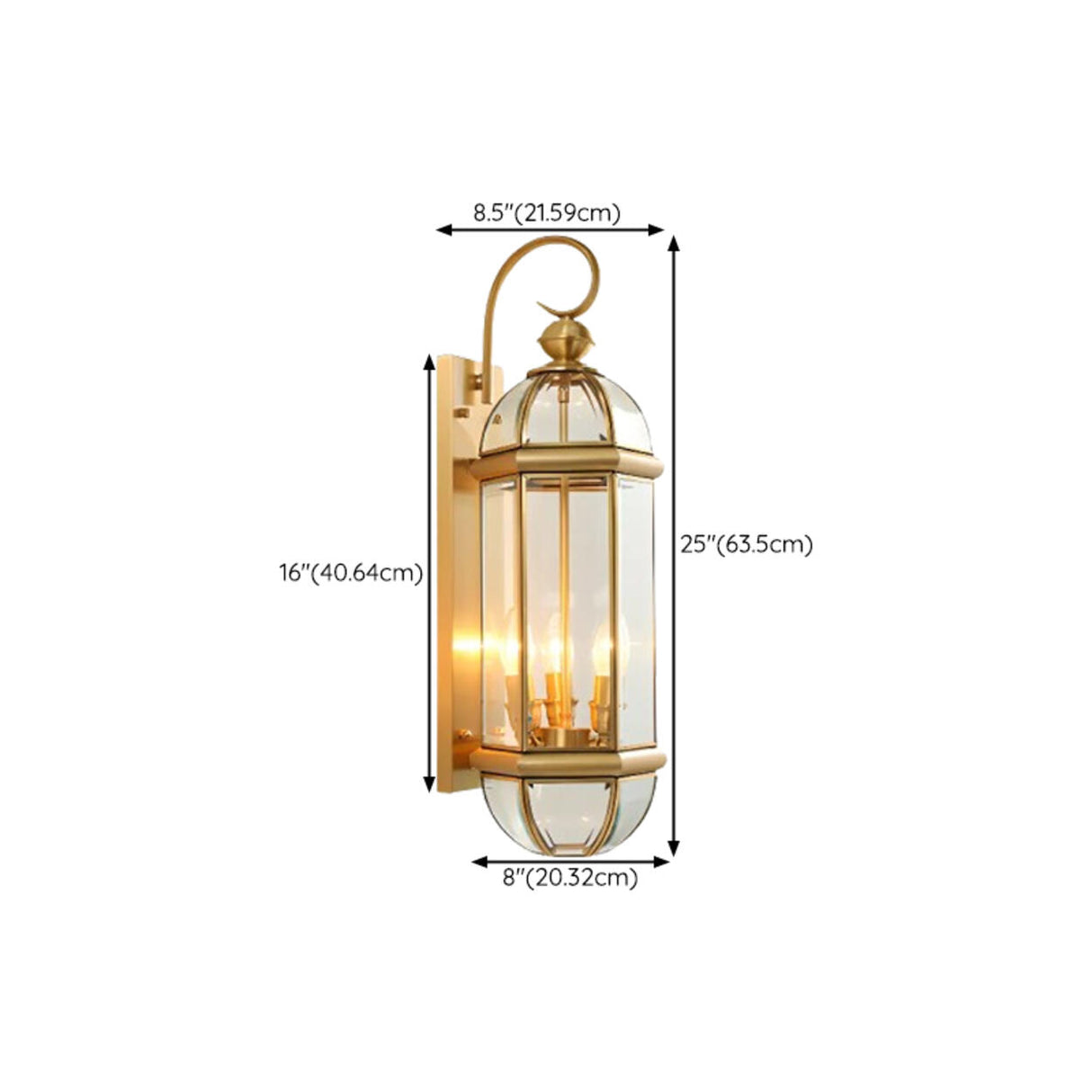 Vintage Brass Outdoor Waterproof Wall Lantern Light Image - 18