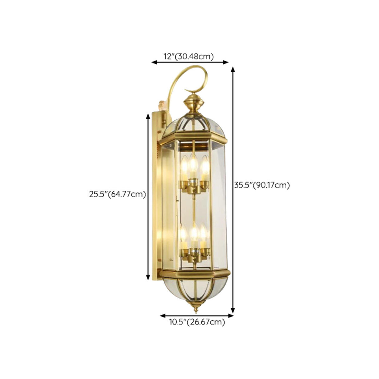 Vintage Brass Outdoor Waterproof Wall Lantern Light Image - 19