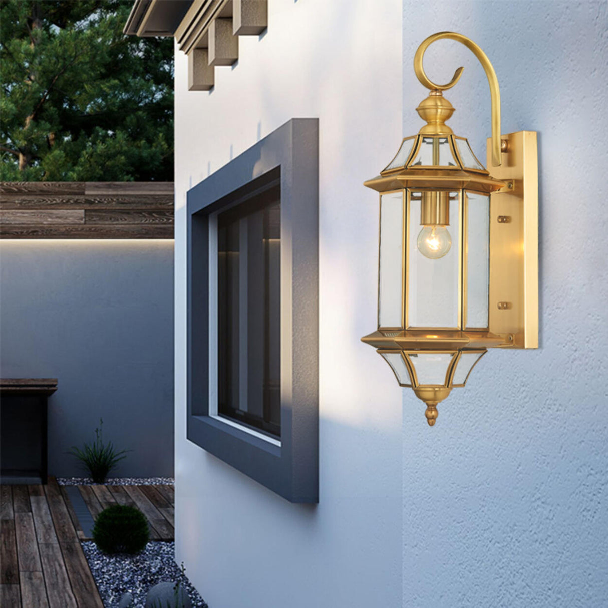 Vintage Brass Outdoor Waterproof Wall Lantern Light Image - 3