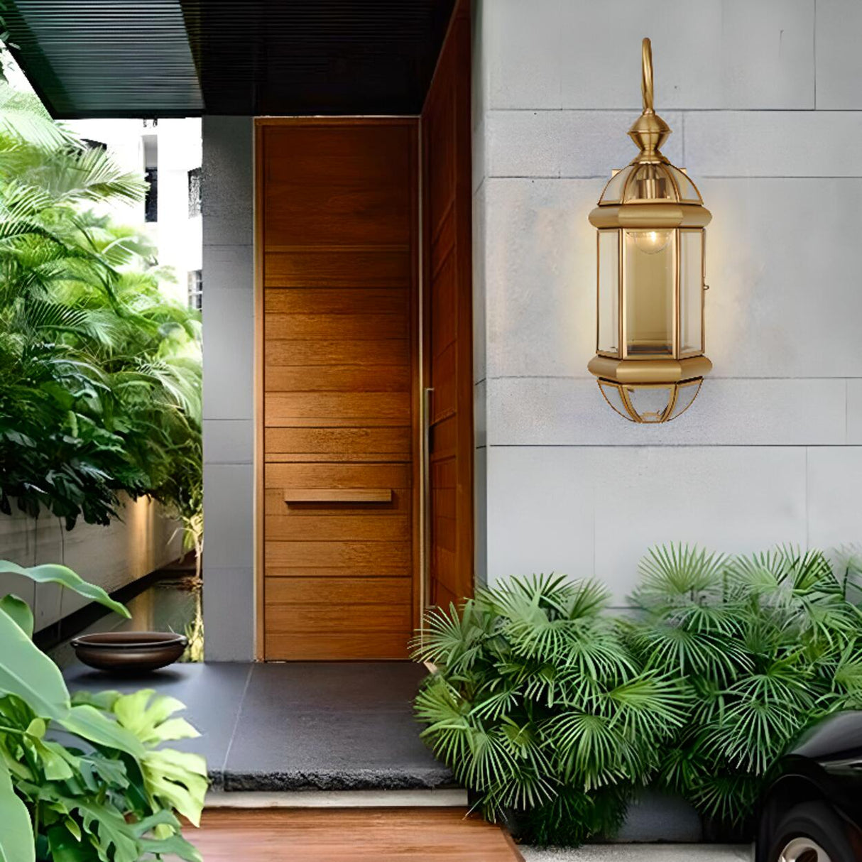 Vintage Brass Outdoor Waterproof Wall Lantern Light Image - 4