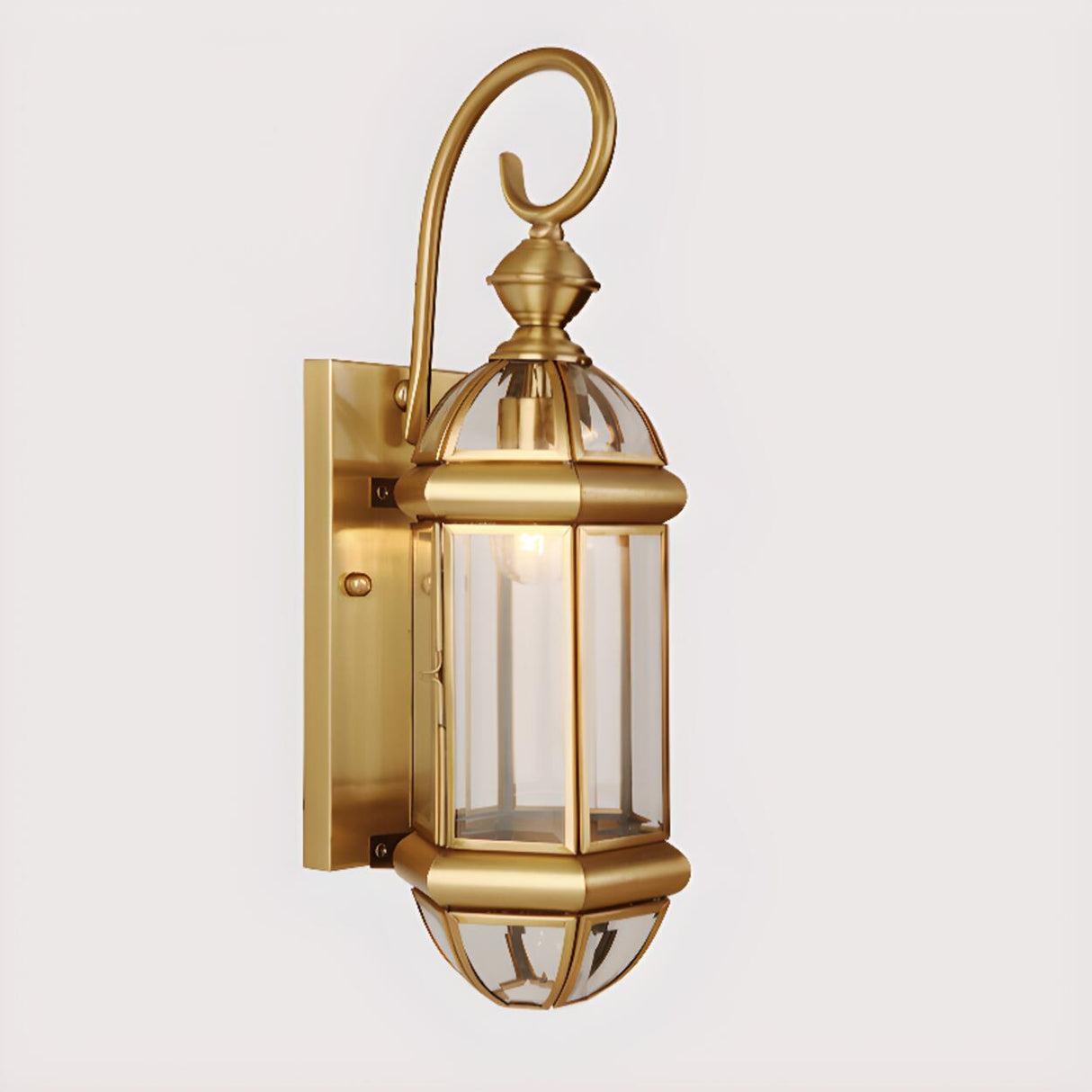 Vintage Brass Outdoor Waterproof Wall Lantern Light Image - 6