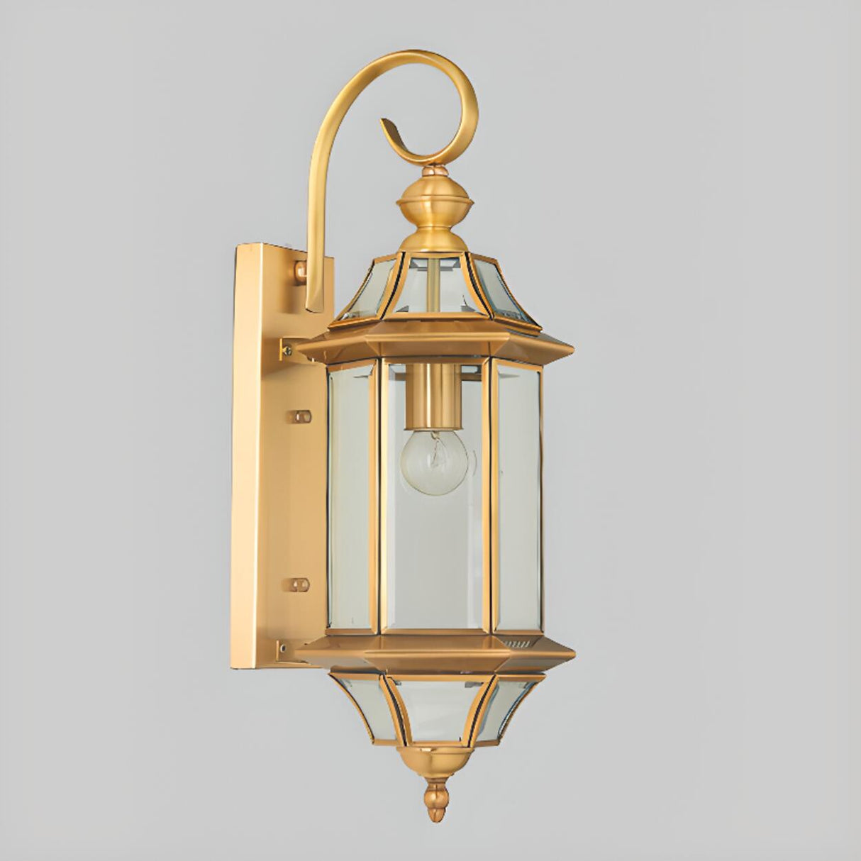 Vintage Brass Outdoor Waterproof Wall Lantern Light Image - 9