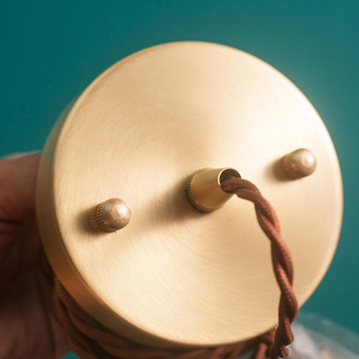 Vintage Brass Schoolhouse Flared Ceramic Pendant Light Image - 10