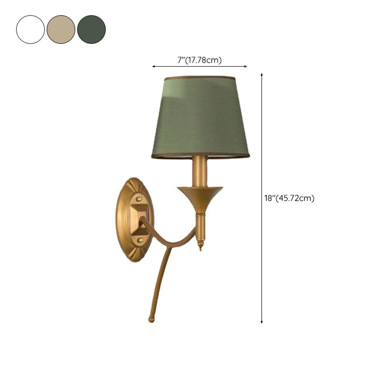 Vintage Brass Wall Sconces with Fabric Shades