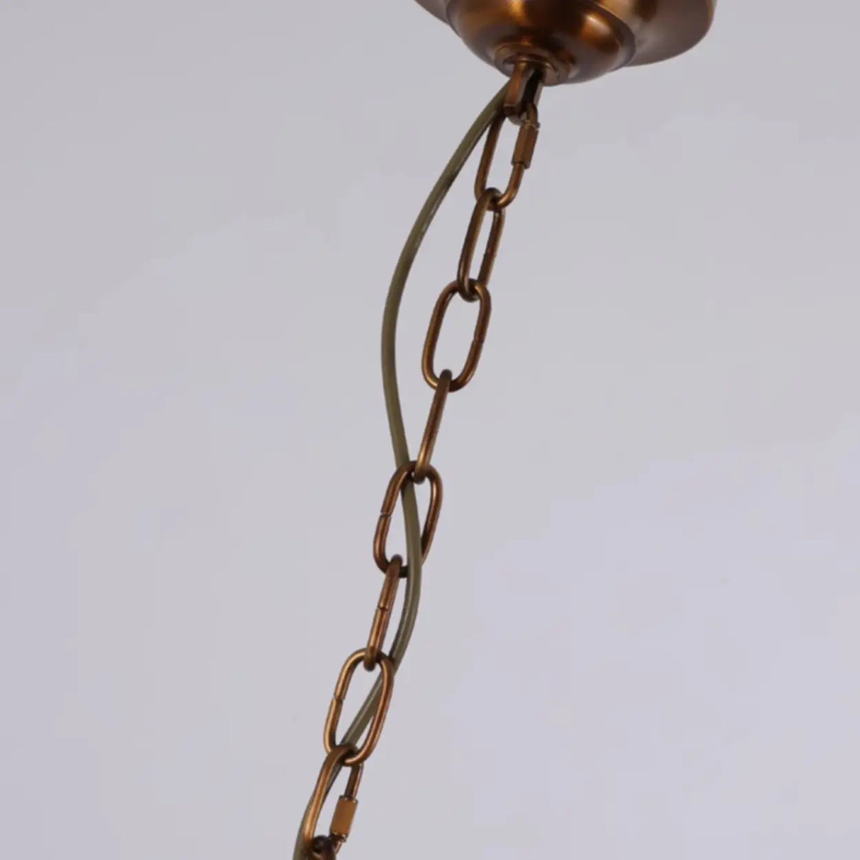 Vintage Bronze Chandelier with Amber Glass Lampshades Image - 8