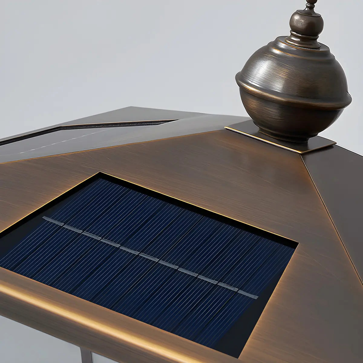 Vintage Bronze Outdoor Solar Lantern Patio Post Light Image - 10