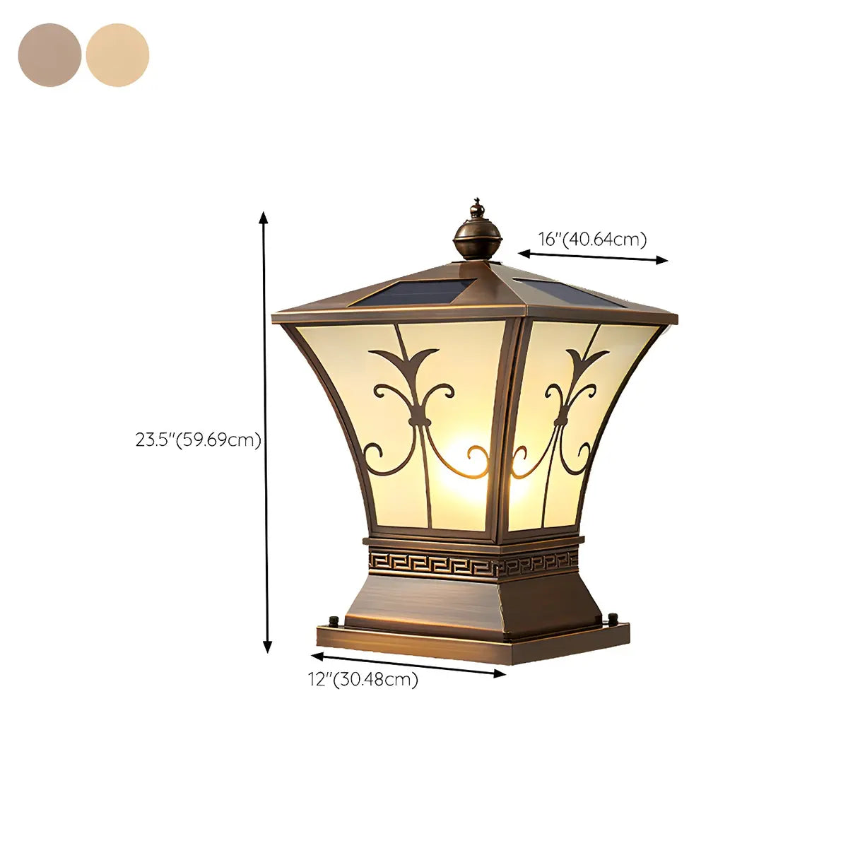 Vintage Bronze Outdoor Solar Lantern Patio Post Light