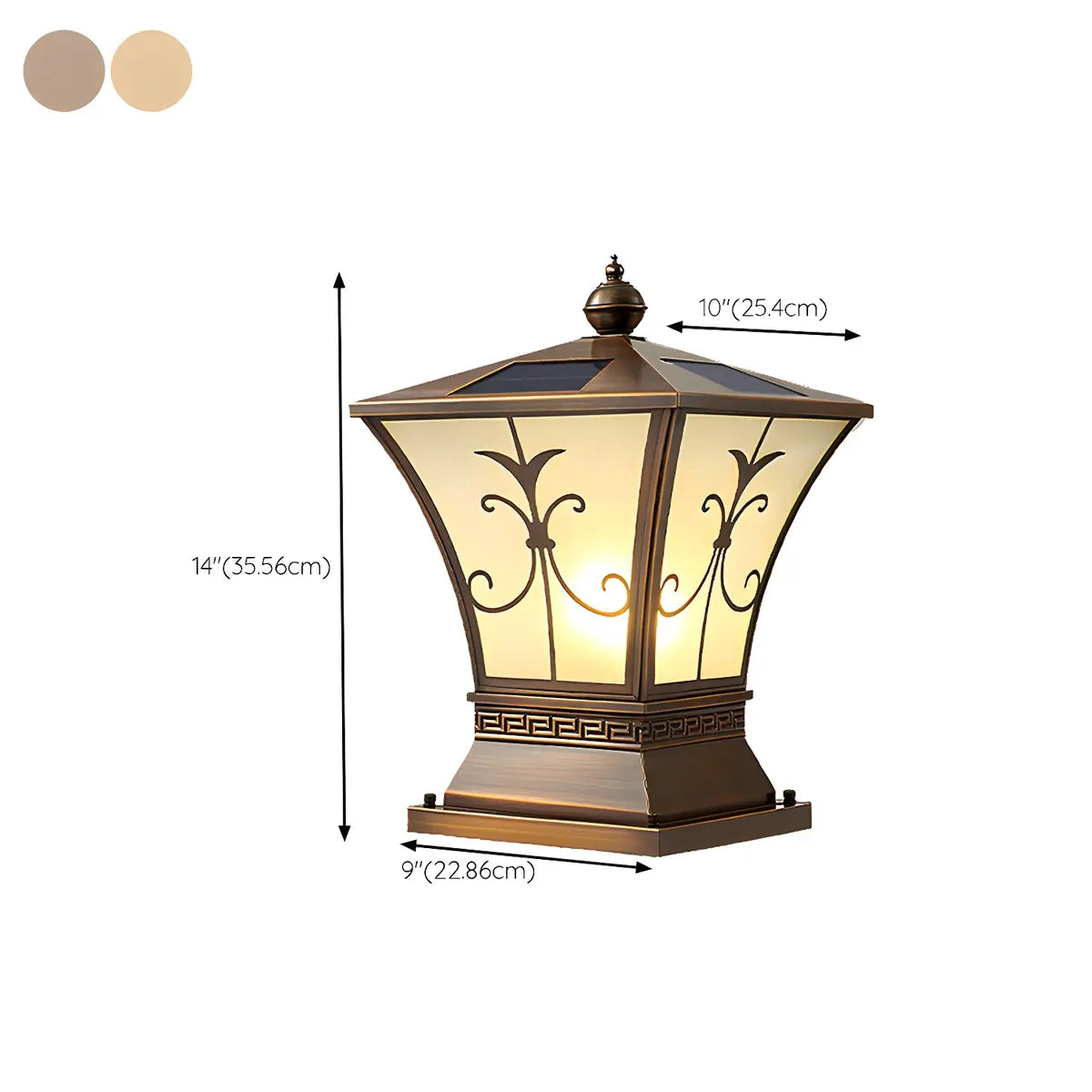 Vintage Bronze Outdoor Solar Lantern Patio Post Light Image - 16