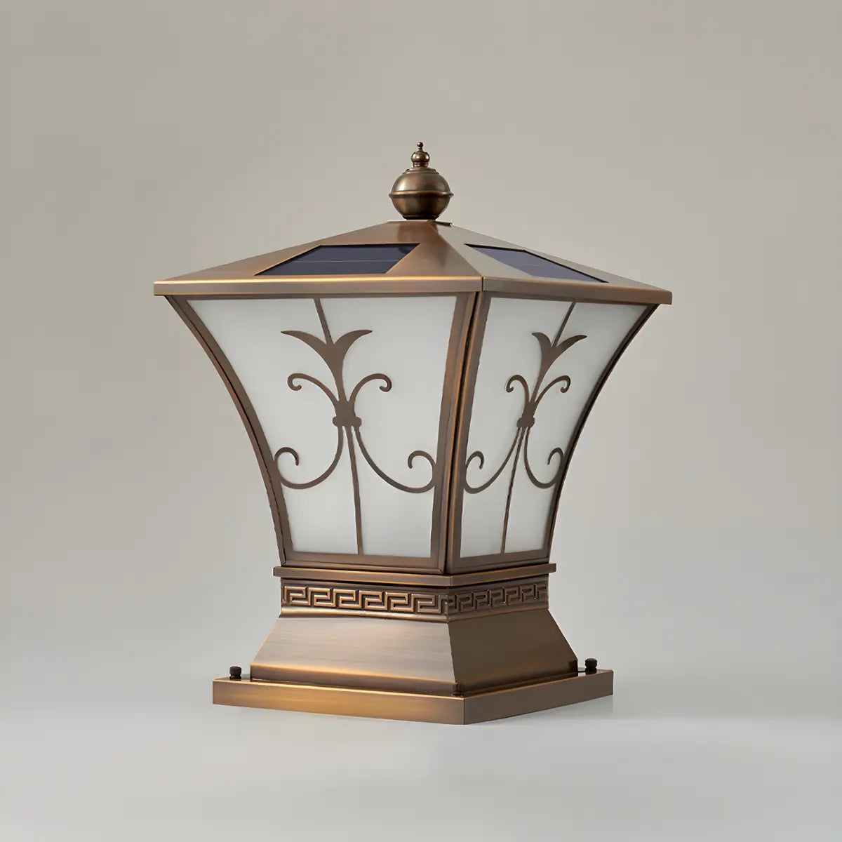 Vintage Bronze Outdoor Solar Lantern Patio Post Light Image - 8