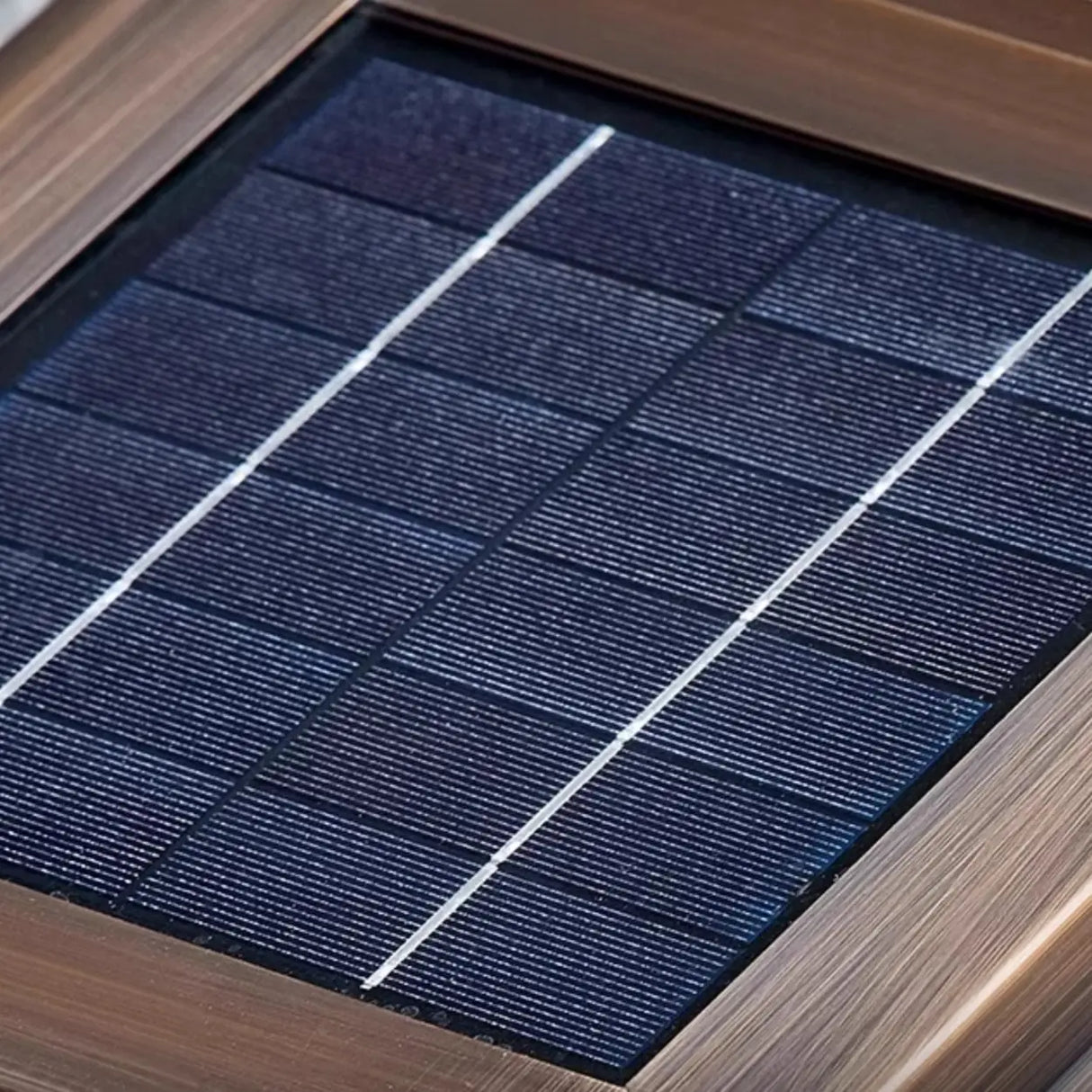 Vintage Bronze Square Glass Solar Outdoor Table Lamp Image - 10