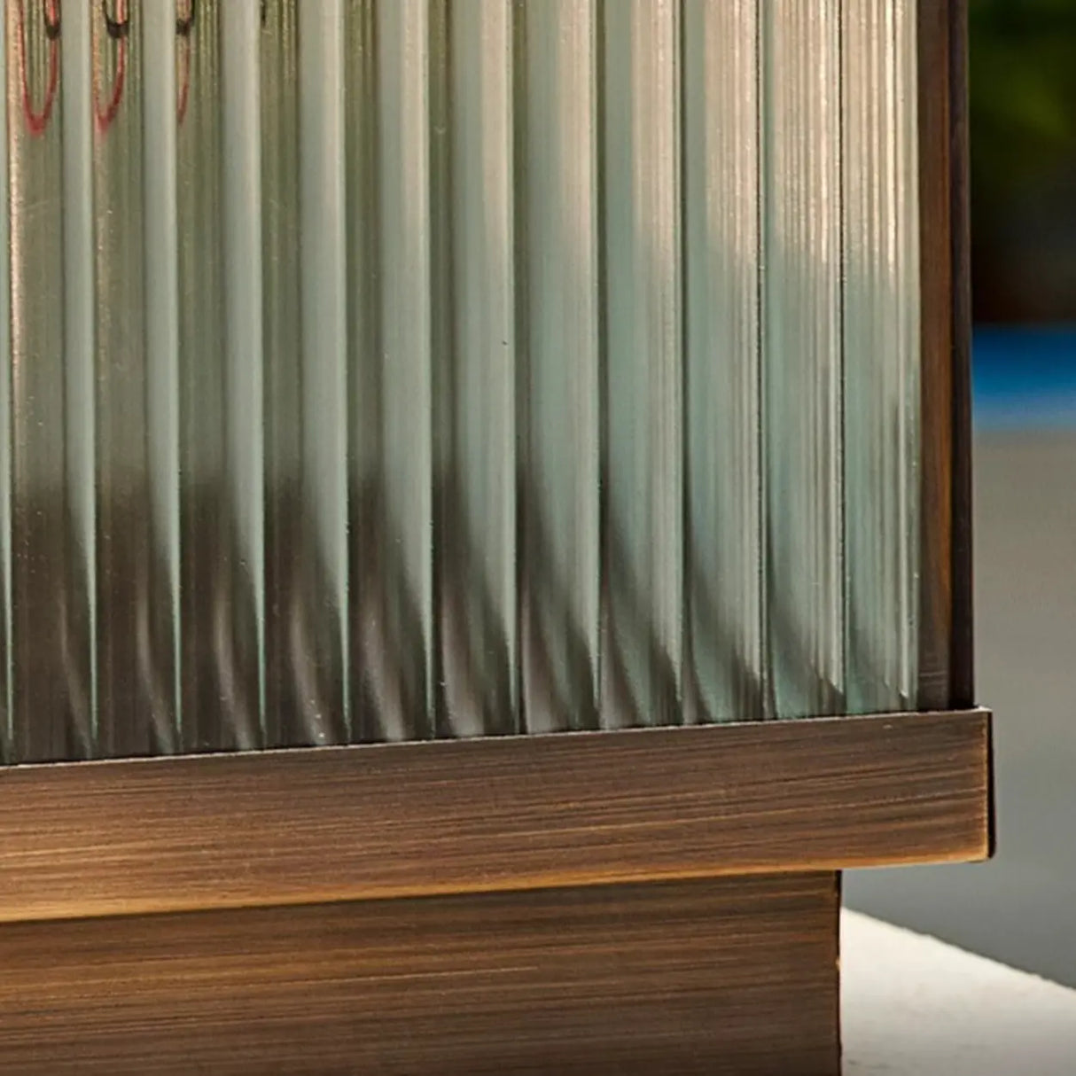 Vintage Bronze Square Glass Solar Outdoor Table Lamp Image - 12