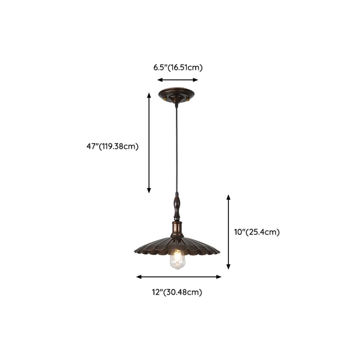 Vintage Brown Alloy Cone Dining Room Pendant Light Image - 15