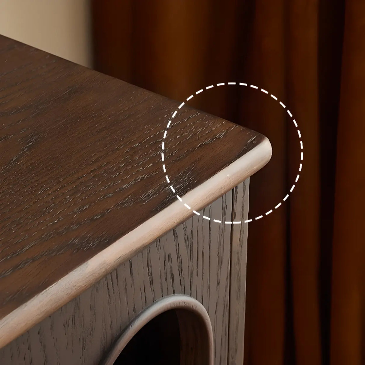 Vintage Brown High Leg Nightstand with Arch Door Drawer Image - 5