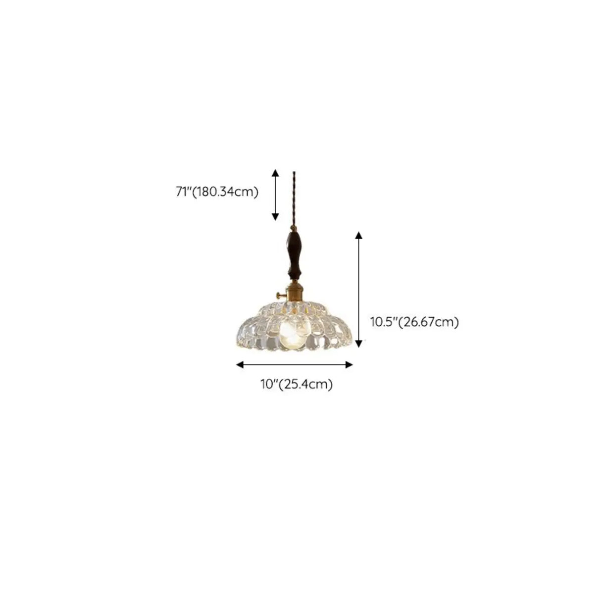 Vintage Brown Rounded Dome Clear Glass Pendant Light Image - 12