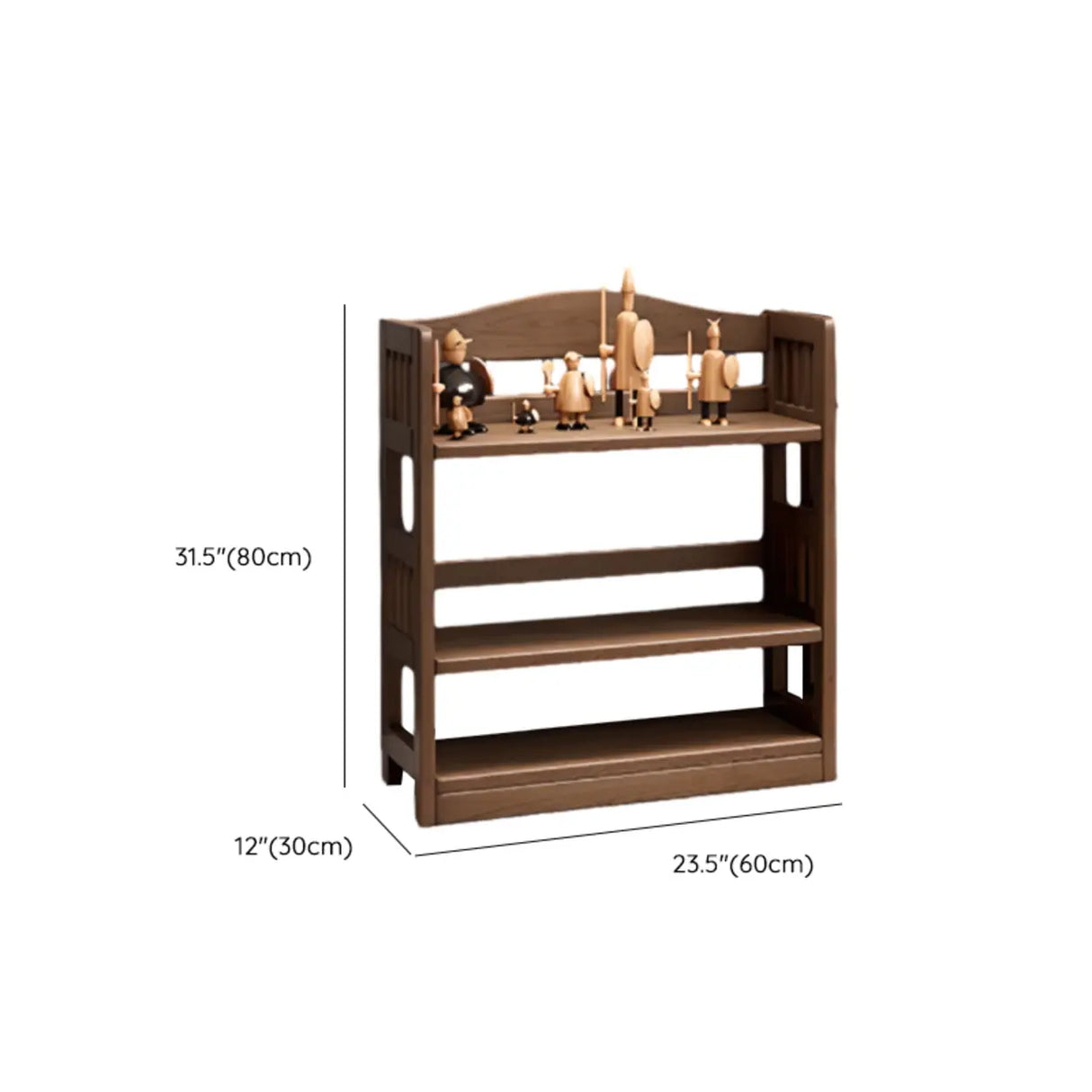 Vintage Brown Rubberwood Vertical Display Bookshelf