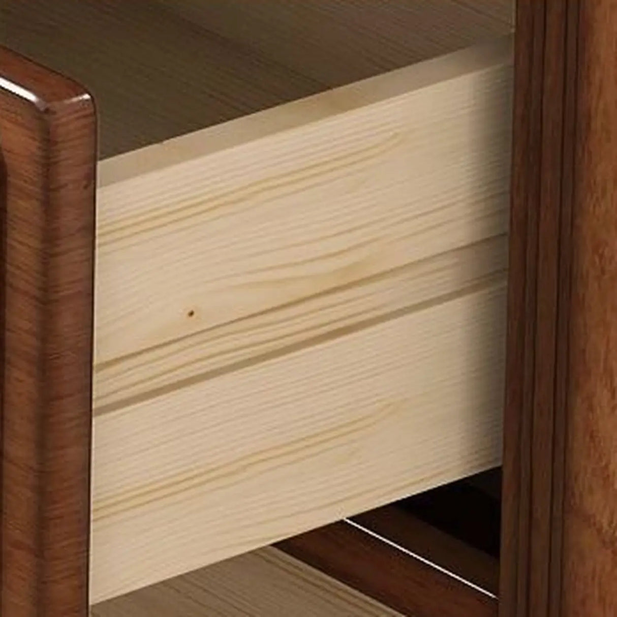 Vintage Brown Wood Rectangle Long TV Stand with Storage Image - 8