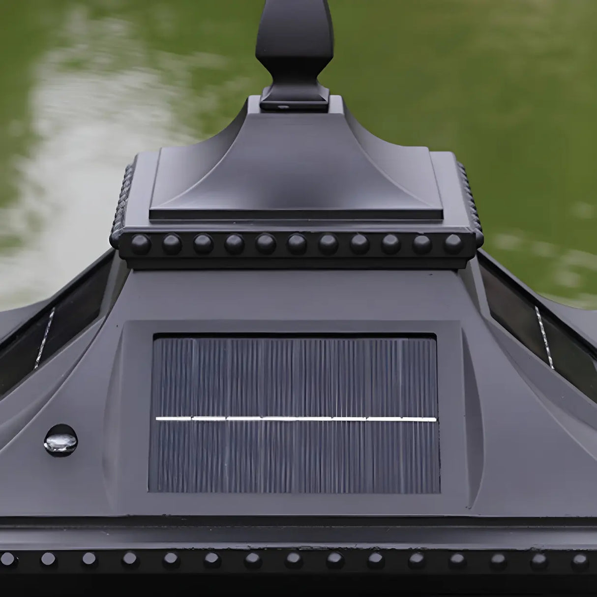 Vintage Chic Solar Lantern Black Aluminum Outdoor Lamp Image - 11