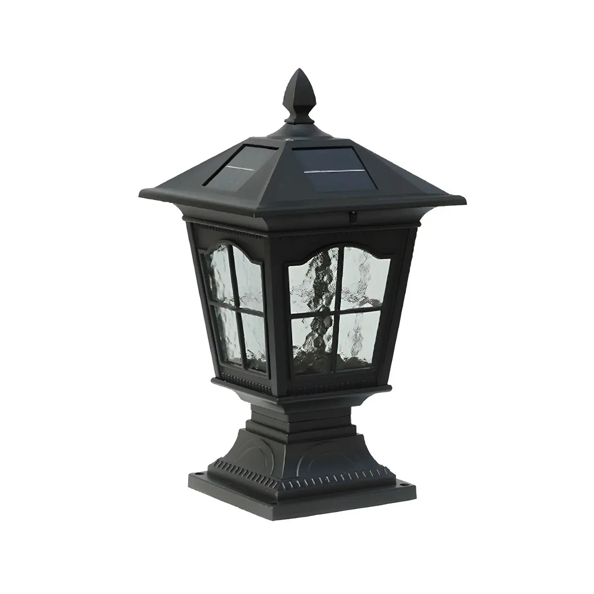 Vintage Chic Solar Lantern Black Aluminum Outdoor Lamp Image - 2
